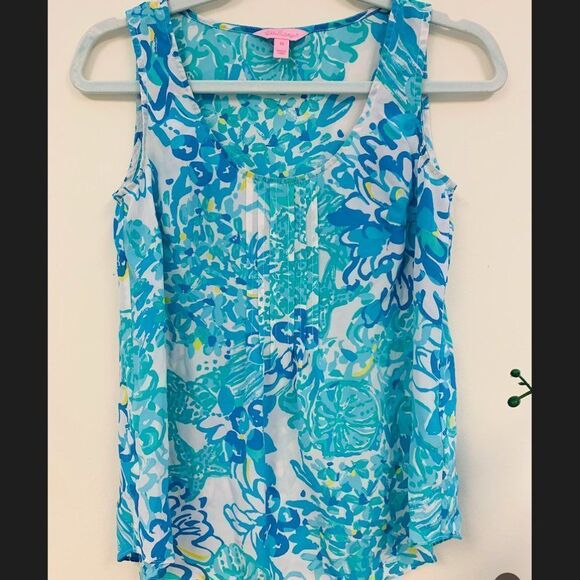 Lilly Pulitzer Chiffon Sleeveless Blouse In A Pinch Print Pattern XS - Picture 1 of 3